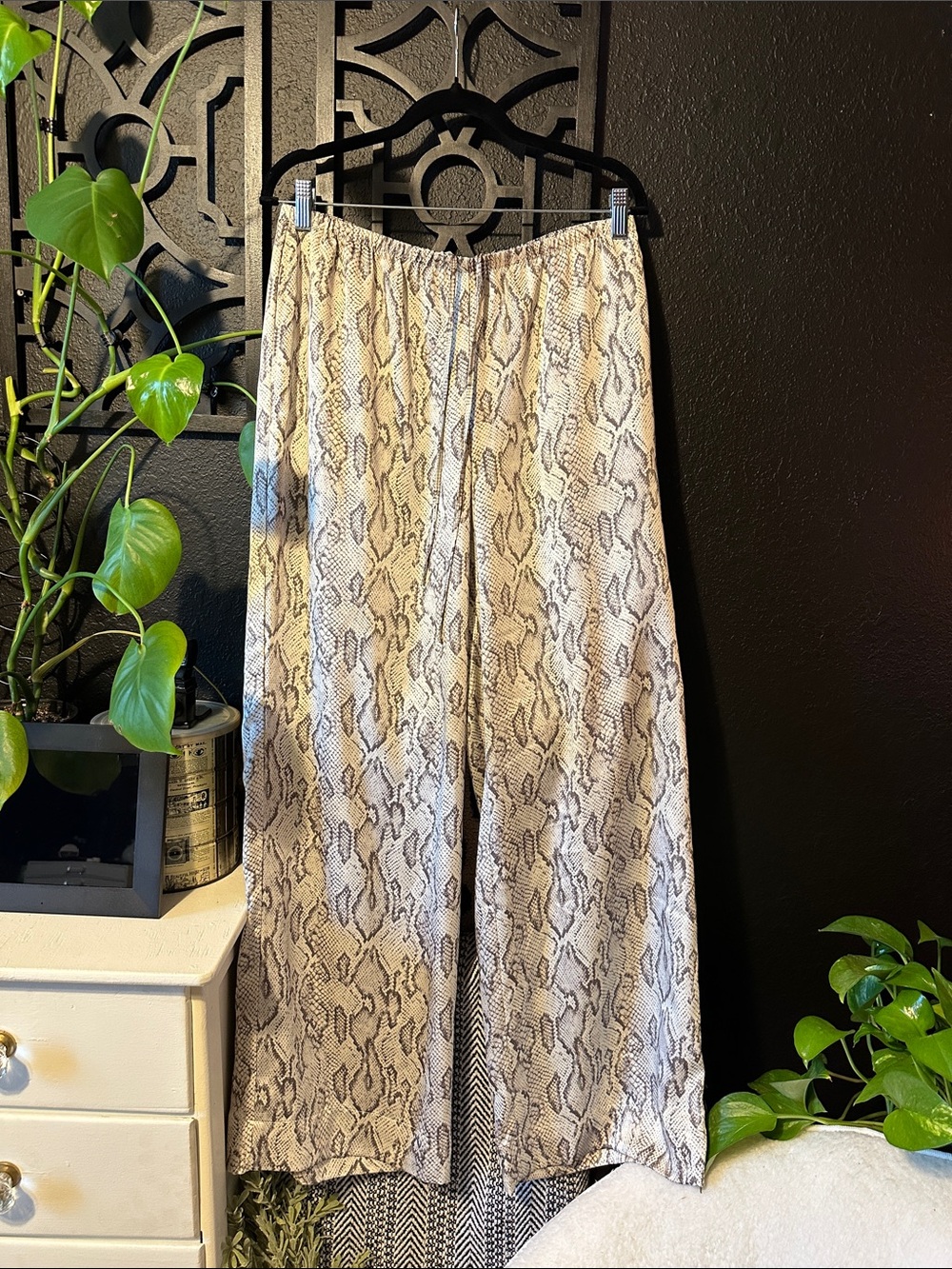 a new day Snake Print Wide Leg Pants in Beige and Light Brown